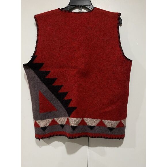 Nanook Vest Women’s Large 100% Virgin Wool Red Canada Made Button Front FLAW - Picture 9 of 16